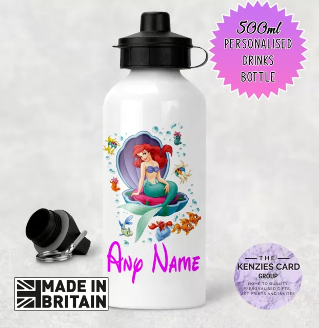 Personalised Disney's Ariel Princess Kids Sports Drinks Water Bottle 500ml V2