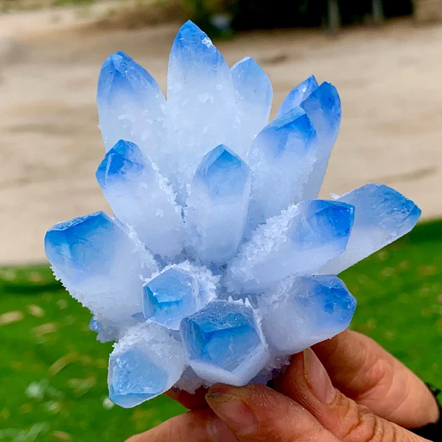 283G New Find sky blue Phantom Quartz Crystal Cluster Mineral Specimen Healing