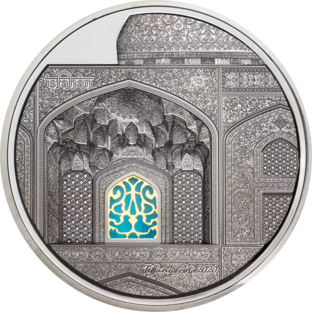 Tiffany Art Isfahan | Black Proof Palau 25 Dollars silver coin 5 Oz 999 Silber