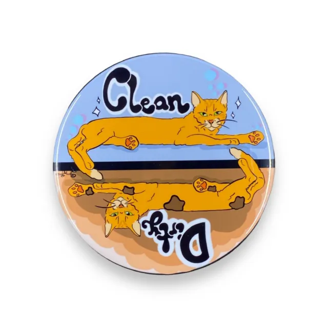 Retro Orange Cat Dishwasher Magnet Clean Dirty Sign Kitchen Decor 3.5" Handmade