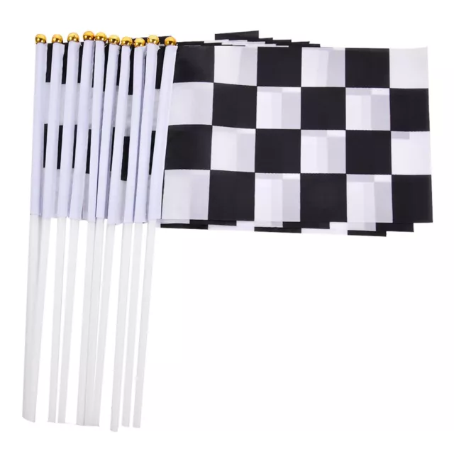 10Pcs Black & White Checkered Flags 5.5 X 8.3inch Racing Flag Stick Flags