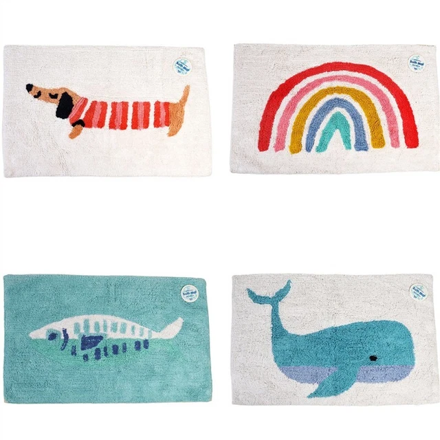 Badematte Rex London 80x50 cm Baumwolle Fisch Wal Regenbogen Dackel Bad Vorleger