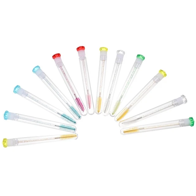 12 pz spazzole cosmetiche portatili pettine ciglia pettine tubo di cristallo
