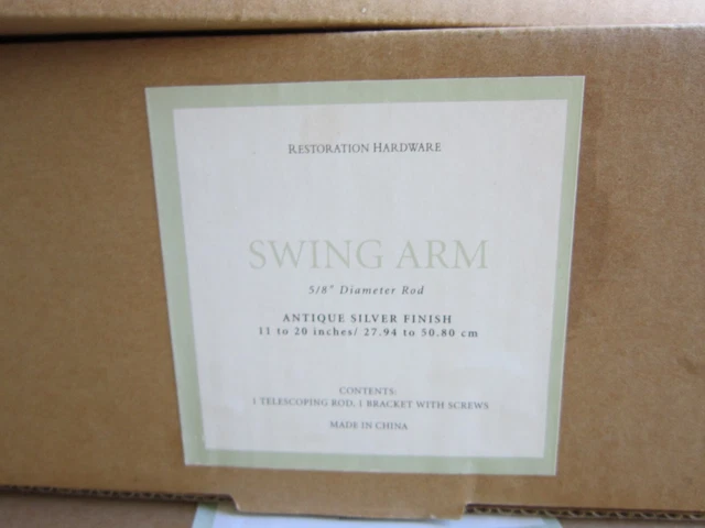 4 Restoration Hardware Swing Arm Curtain Rods Antique Silver Finish MIB 4