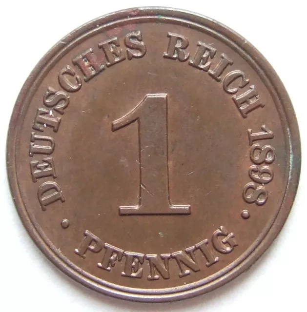 Münze Deutsches Reich Kaiserreich 1 Pfennig 1898 E in fast Stempelglanz