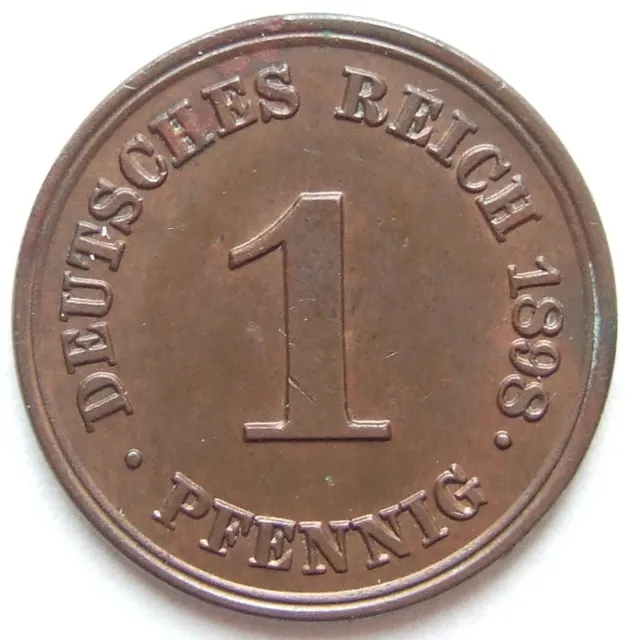 Moneta Reich Tedesco Impero Tedesco 1 Pfennig 1898 E IN Uncirculated
