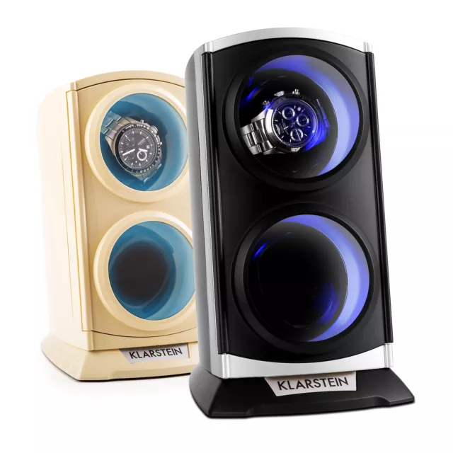 Uhrenbeweger 2 Uhren Display Vitrine Aufsteller Box Led Vertikal Watch Winder 2