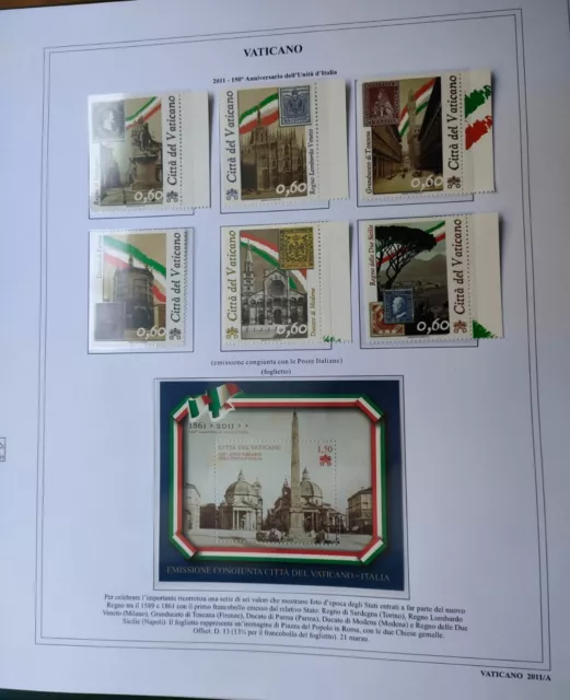 Vaticano francobolli 2011 completa su fogli Falcon mnh** (leggi)