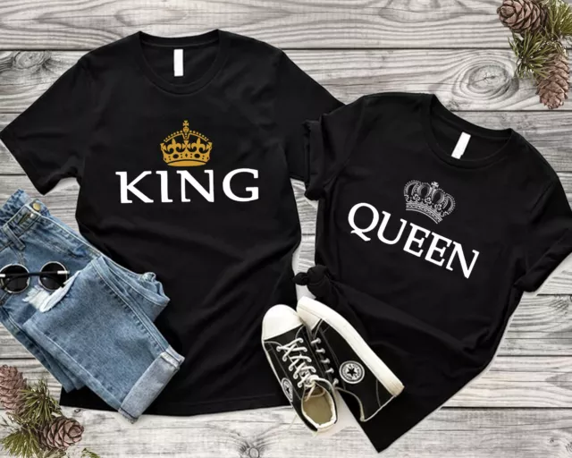 King & Queen Couple Matching T-shirts Princess Princess the Best Couple Black
