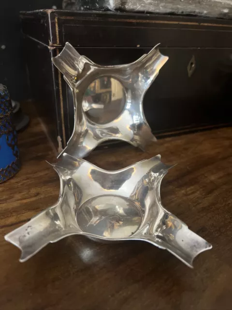 Pair of Antique Sterling Silver Cigar Ashtrays - 4.29oz GOBC