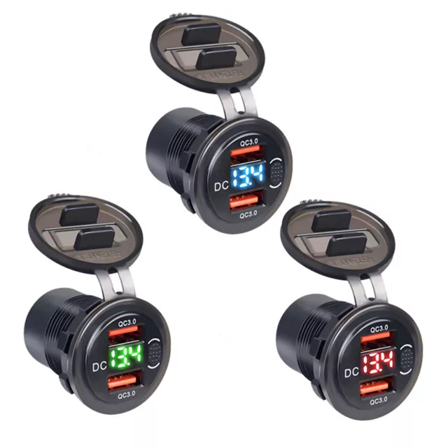 12V Car Cigarette Lighter Socket Dual QC3.0 USB Ports Fast Charger Power Adapter