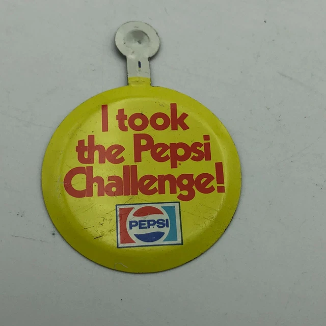 Vtg Advertising I TOOK THE PEPSI Challenge Fold Over Badge Button Tab Pin G4