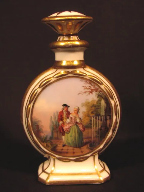 Rarer alter Porzellanflakon handbemalt Biedermeier um 1840