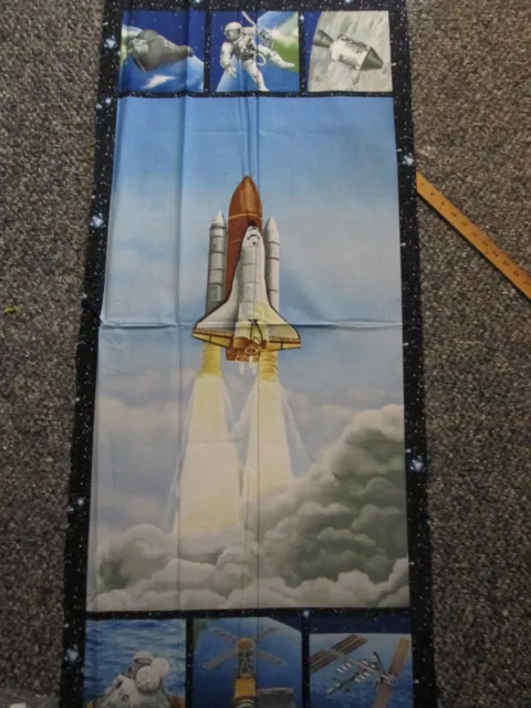 Spaceship Astronaut Space 7 Block Panel Fabric Cotton Fabric Oop