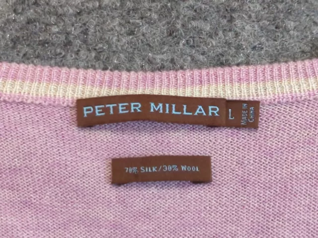 PETER MILLER SWEATER Mens Large Purple Silk Wool V-neck Long Sleeve ...