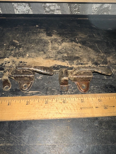 2 Antique Vintage Cabinet Door Bolt Lock Latch w/ Keeper. Reclaimed hardware.