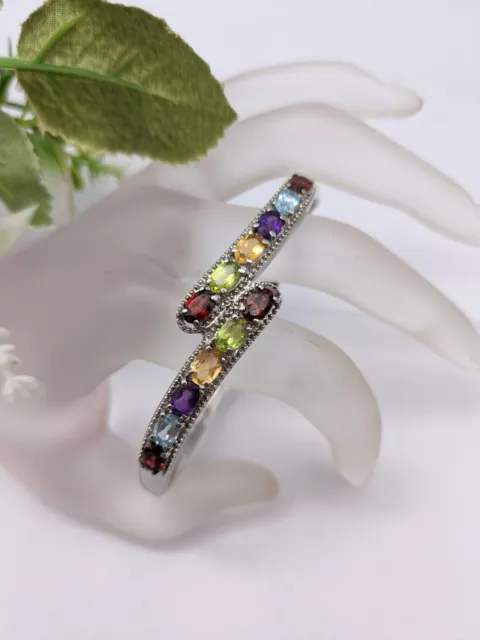 Beautiful Multi Gemstone Bangle. Garnet, Topaz, Amethyst, Citrine, Peridot.