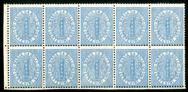 Italy Stamps MNH Fresh 1¢ Revenue Block 10 1868