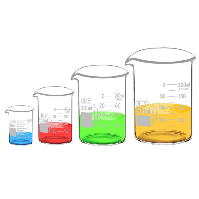 Glass Beakers Set Borosilicate Graduated Measuring Low Form Glass
