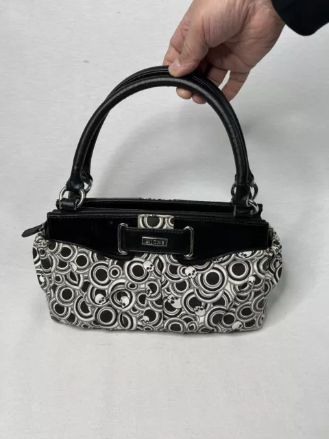 Rare Miche Classic Shoulder Bag Purse Zip Skulls Black White EUC