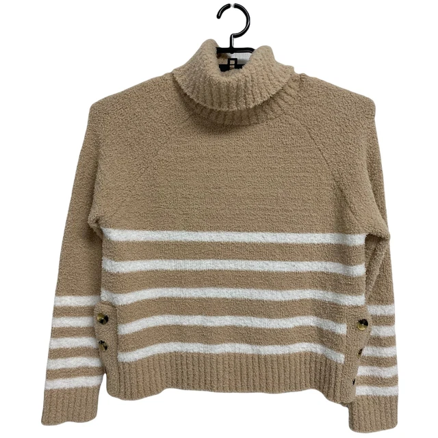 Francesca's Harper Femmes Beige Col Roulé Rayé Pull TAILLE S