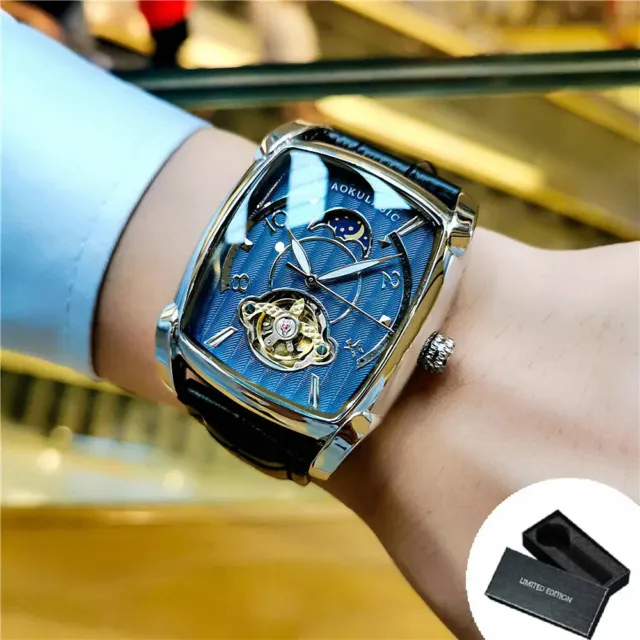 armbanduhr herren automatik uhr mechanische Uhren Ledergürtel leuchtende Männer