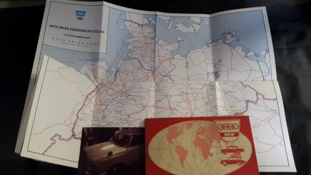 Kundenserviceheft Con Originale Mappa di Europa + Immagine DKW Junior 1960