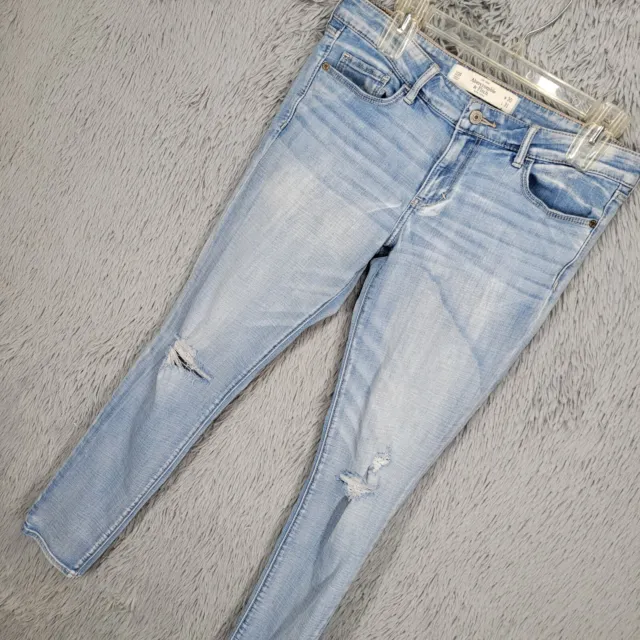 Abercrombie Fitch Womens 10 (32x28) Light Wash Denim Skinny Jeans Low Rise