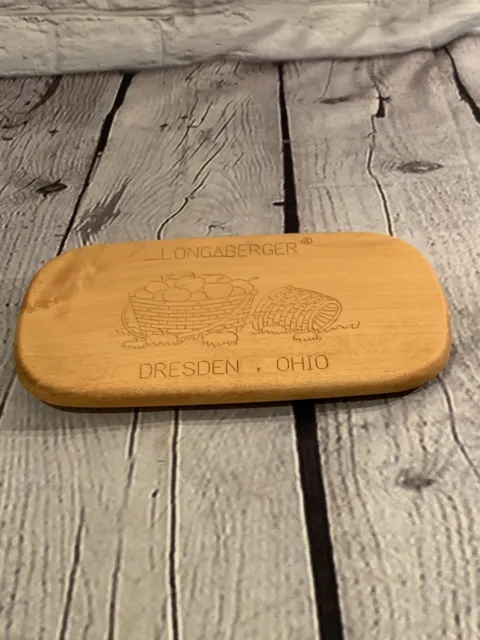 Wood Oval Lid Etched Apples Dresden Ohio For Longaberger Basket 9"x5" Vintage