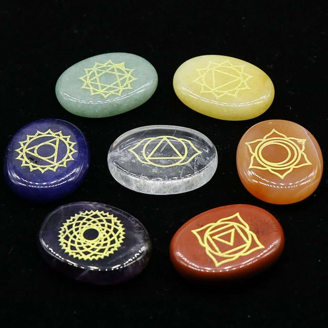 7PCS Chakra Stones Crystal Reiki Healing Energy Palm Natural Gemstone Quartz Set