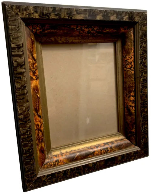 Antique Victorian 1890's East Lake Deep Walnut Picture Frame Guilted fits 8"x10"