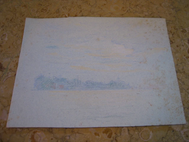 Vtg Antique Early 20th Century E Un Trego Charcoal Landscape Drawing