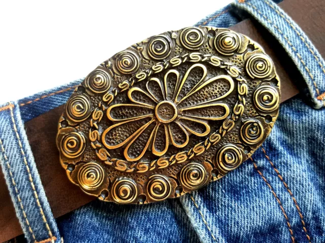 Gürtelschnalle Wechselschnalle Buckle Ornament Blume Gold Silber Mittelalter 4cm