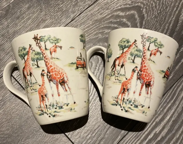 Cath Kidston Kaffeetassen X2, Vintage, Safari-Look, von Churchill, 11 cm groß, selten