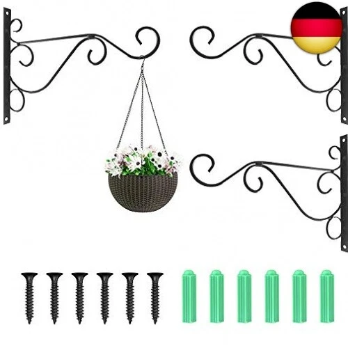 3 Stück Blumenampel Halterung - Wandhaken für Blumenampel, Wand Haken B
