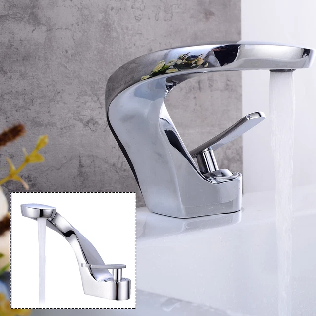 Rubinetto Per Lavabo A Cascata Cromato – Miscelatore Monocomando In Acciaio Inox, Altezza 163 Mm, Con Tubi Flessibili