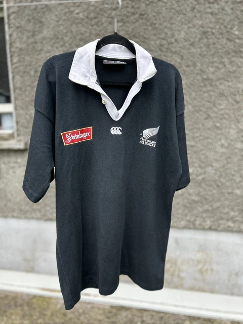 ANCIEN MAILLOT RUGBY All Blacks Canterbury Steinlager New Zealand L EUR 145,00 - FR