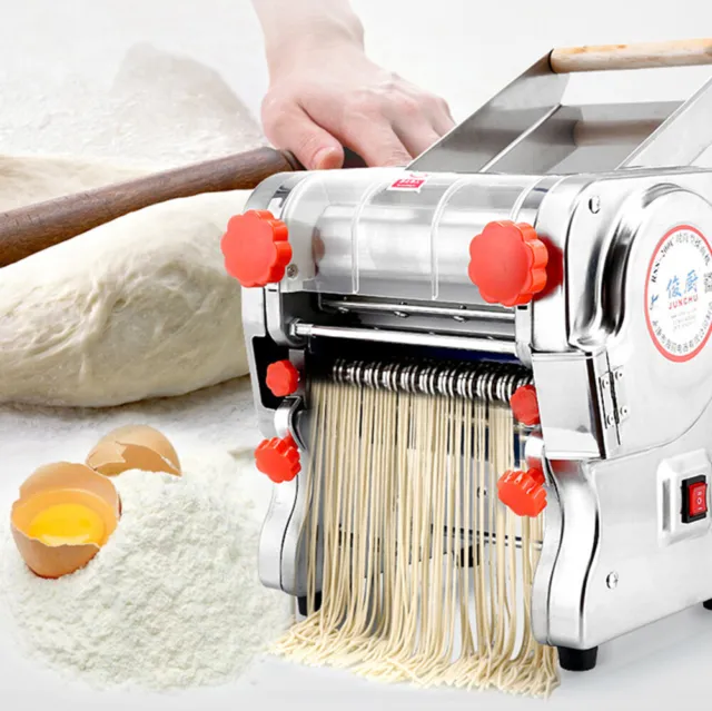 220V Electric Noodles Machine Pasta Maker Dough Roller with 2.5mm Round Cutter