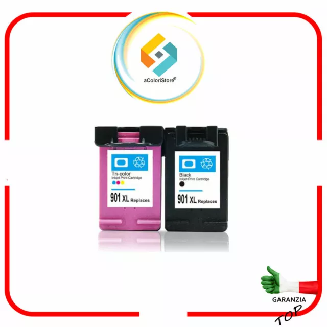 KIT 2 CARTUCCE RIGENERATE HP 901 OfficeJet 4500 J4500 J4524 J4535 J4540 J4550
