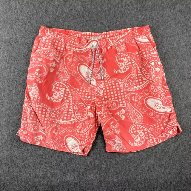 Peter Millar Paisley Swim Trunks Shorts Mens Large Pink 100% Nylon 8” Inseam