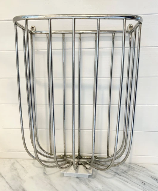 Antique JL MOTT Victorian Bathroom Kitchen WALL Towel BASKET nickel/brass rare