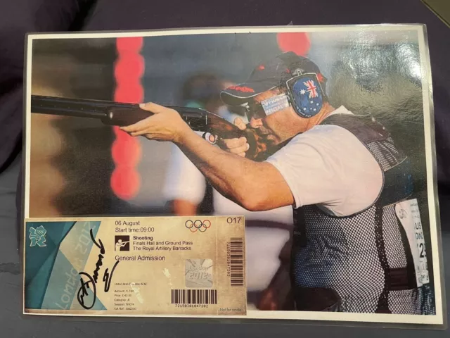 Clay Pigeon Shooting M.Diamond OLYMPIC GAMES 2012 LONDON 150/150 TICKET & SIGNED