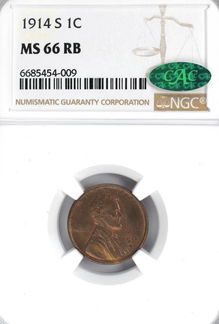 1914-S 1C Ms66Rb Ngc Cac
