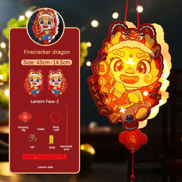 2024 CHINESE DRAGON New Year Handheld Lantern Spring Festival DIY