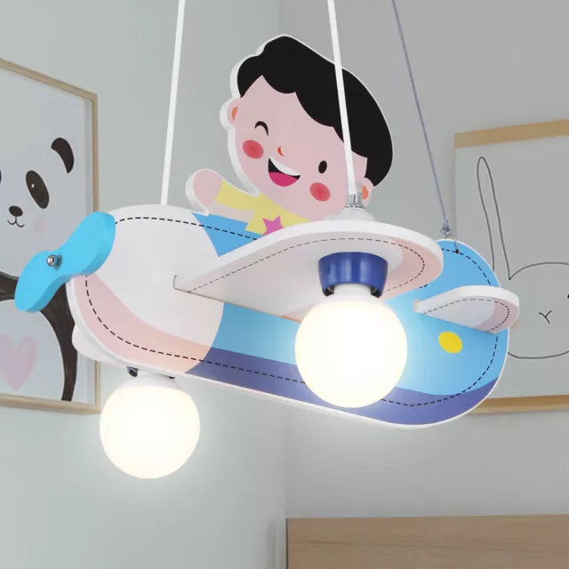 Enfants Suspendu Luminaire de Plafond Garçons Chambre Bois Avion