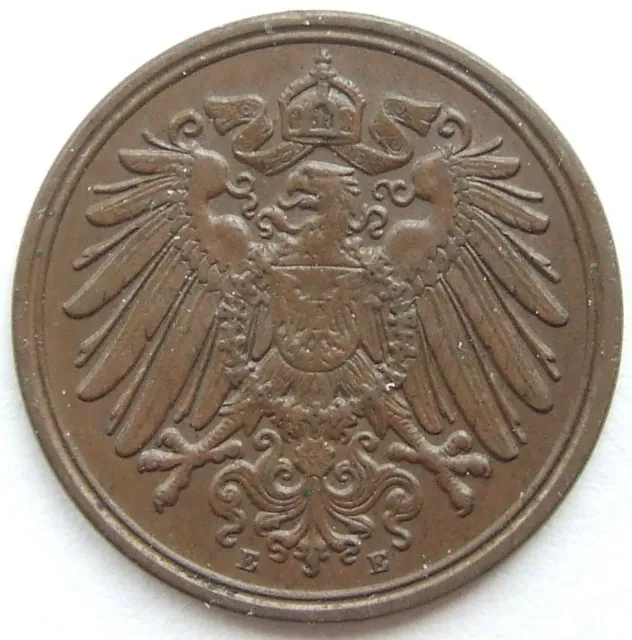 Moneta Reich Tedesco Impero Tedesco 1 Pfennig 1891 E IN Extremely fine 2