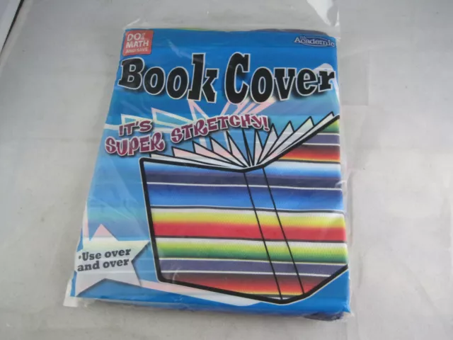 It's Academic Book Cover Super Stretch Re-usable Rainbow Stripes Multi-color NIP