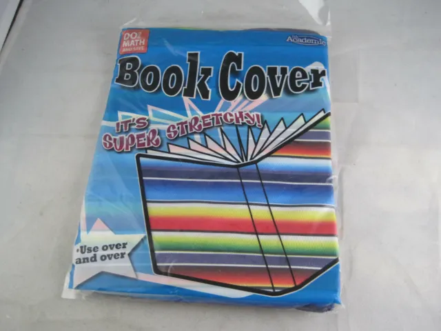 NEW It's Academic Book Cover Super Stretch Re-usable Multi-color Rainbow Stripes