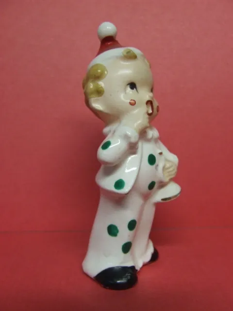 Vintage Christmas Clown Boy w/Polka Dotted Outfit & Santa Hat Figurine (Japan) 2