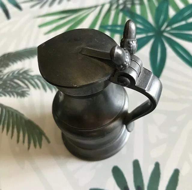 Pitcher Miniature Tin IN Lid IN Two Tassels/Miniature Pewter Acorn Jug